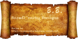 Bozmánszky Benigna névjegykártya